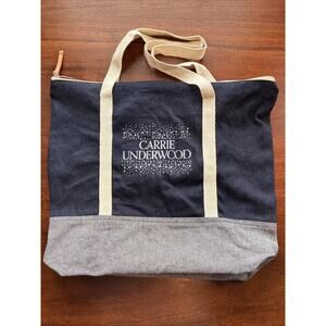 Carrie Underwood Canvas Tote Bag 2-Toned Blue With Handles Zip Closure 15"x18"